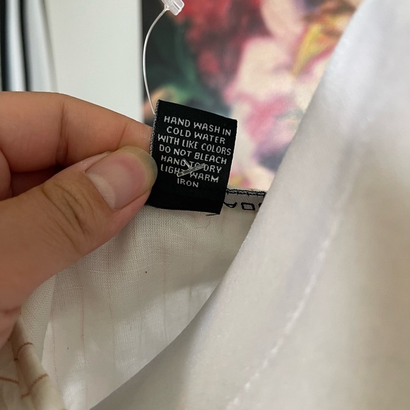 Dress Naoo Cream Boho Gold Stitch Embroidered Cotton Dress Made in India S - Picture 8 of 10